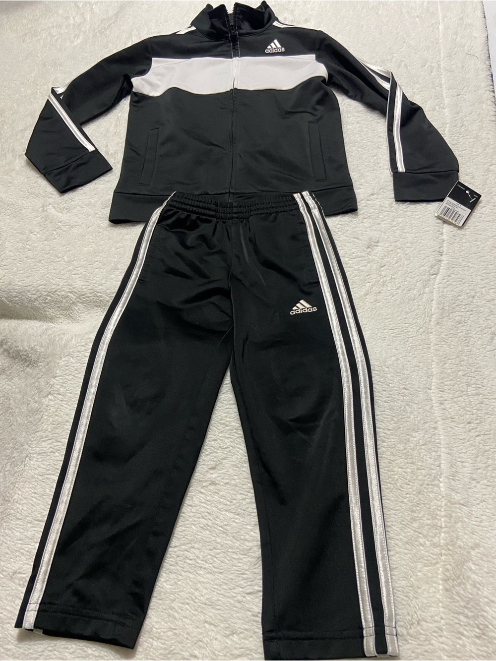 adidas Black and White Kids Track Jacket & Pants Set